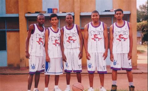 The basketball team during practice